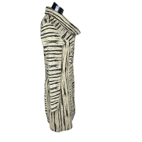 DZHAVAEL COUTURE Black Tan Stripe Detachable Cowl Neck Dress Size L - Picture 6 of 16